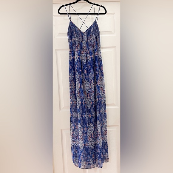 DV by Dolce Vita Cally Maxi Dress Blue Multi Tapestry Print Boho sz Small - Picture 9 of 12